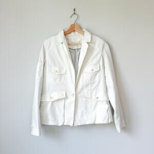 Anthropologie Single-Breasted Notch Lapel Long Sleeve Blazer White 12